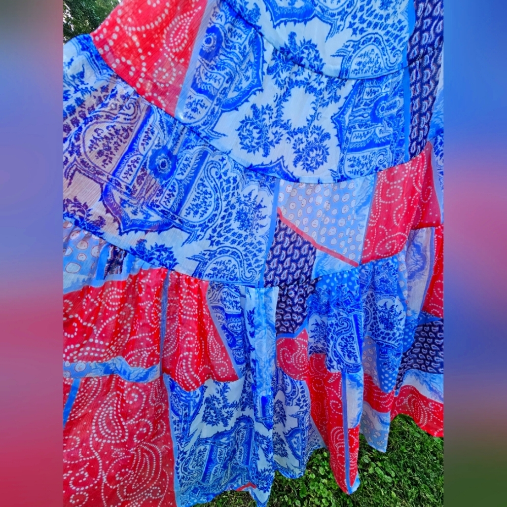 Tommy Hilfiger Maxi Skirt patchwork size 10